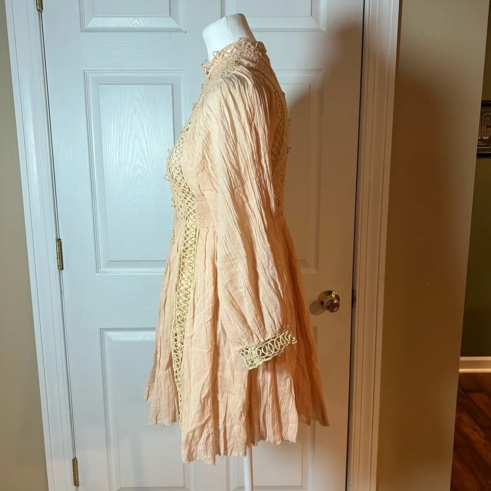 Free People FP One Karma Mini Dress XS 2 Women Casual Crochet Summer